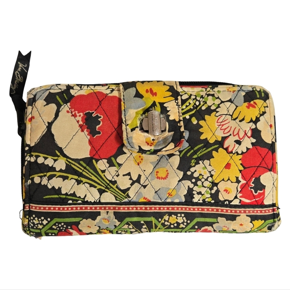 Vera Bradley Black and Red Floral Quilted Wallet
